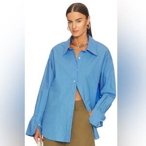 A.L.C. Mónica Blue Poplin Blouse Button Down